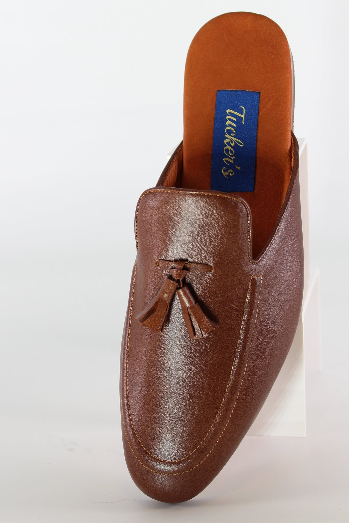 Brown Tasseled Leather Mule