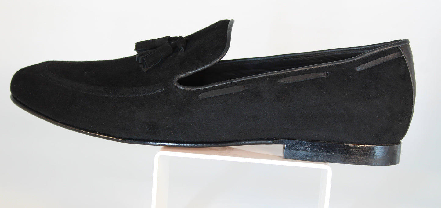 Black Tasseled Suede Loafer