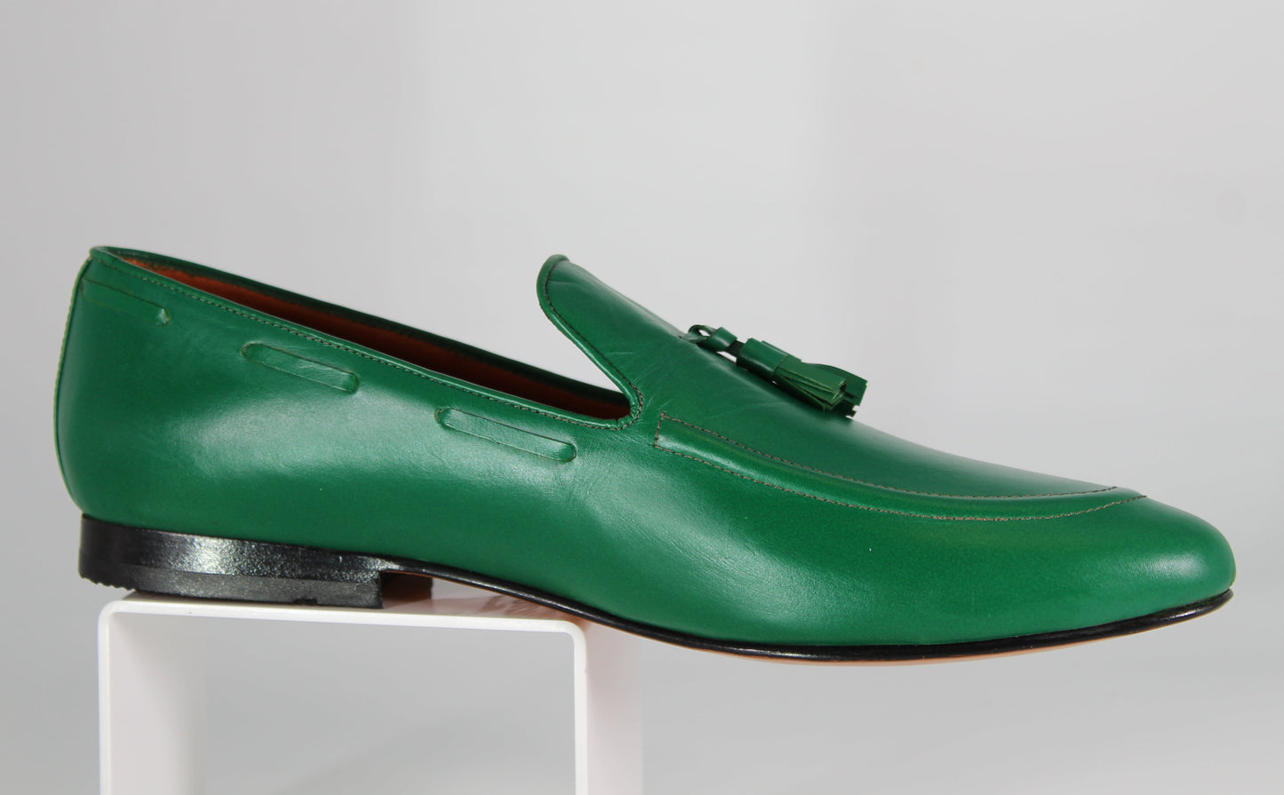 Green Leather Tasseled Loafer