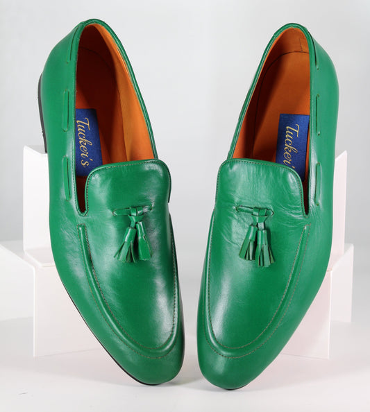 Green Leather Tasseled Loafer